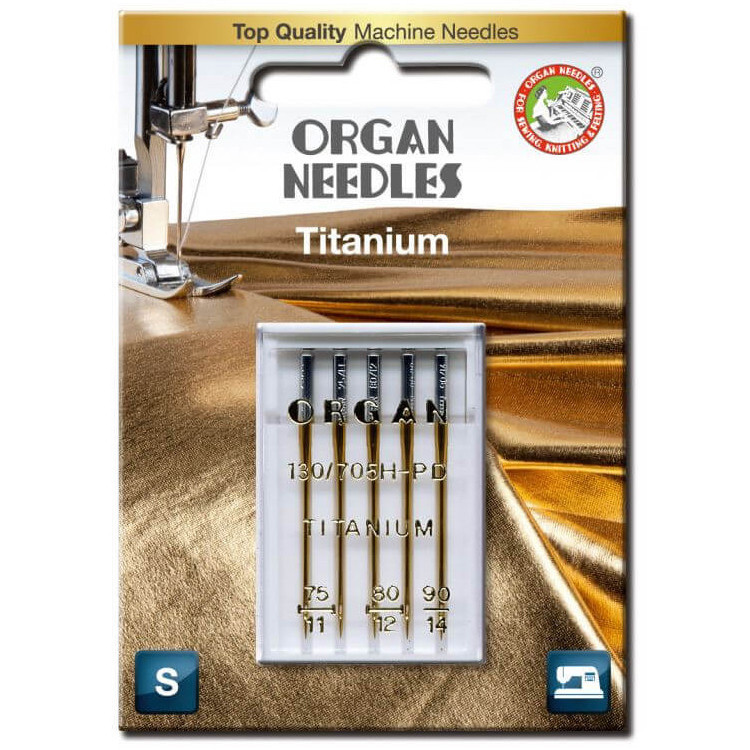 Голки швейні універсальні ORGAN Titanium №75/80/90 для побутових швейних машин блістерна упаковка 5штук (7012)