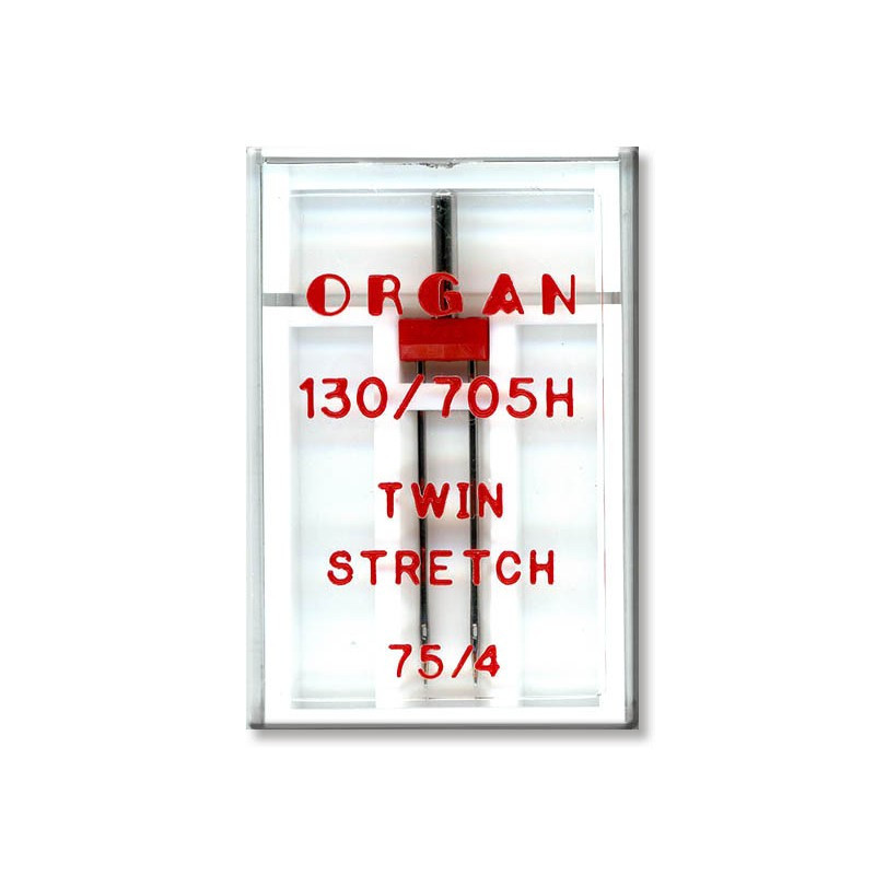 Голки швейні подвійні для трикотажу ORGAN TWIN STRETCH №75/4 пластиковий бокс для побутових швейних машин (7011)