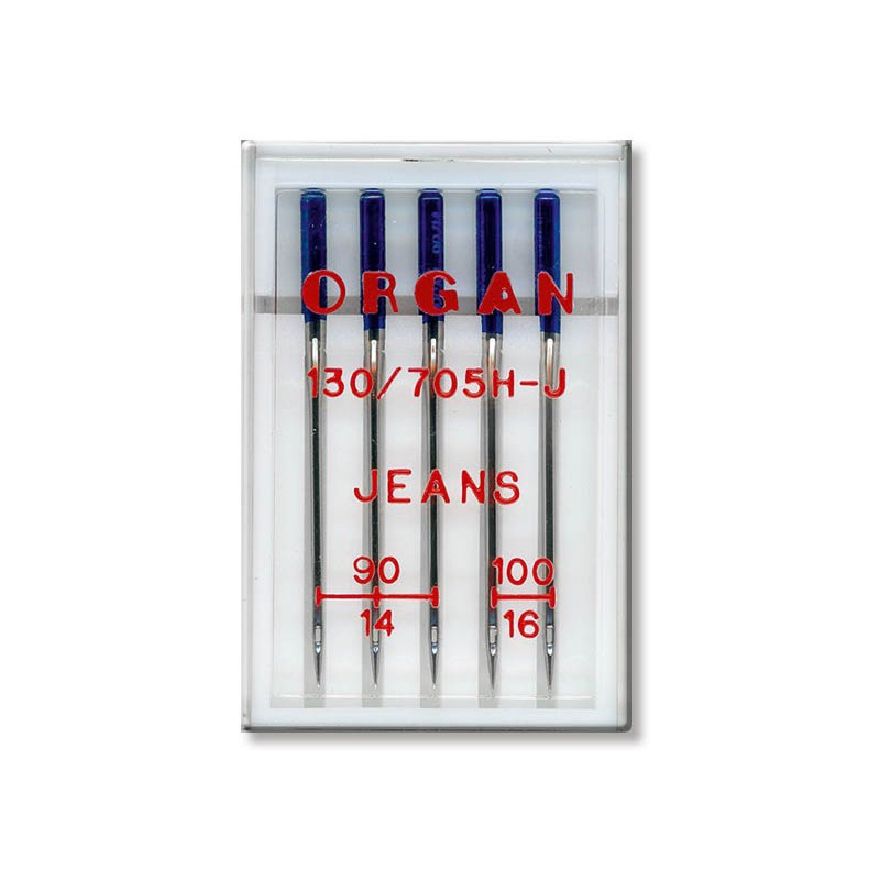 Голки швейні для джинсу ORGAN JEANS №90/100 пластиковий бокс 5 штук для побутових швейних машин (7043)