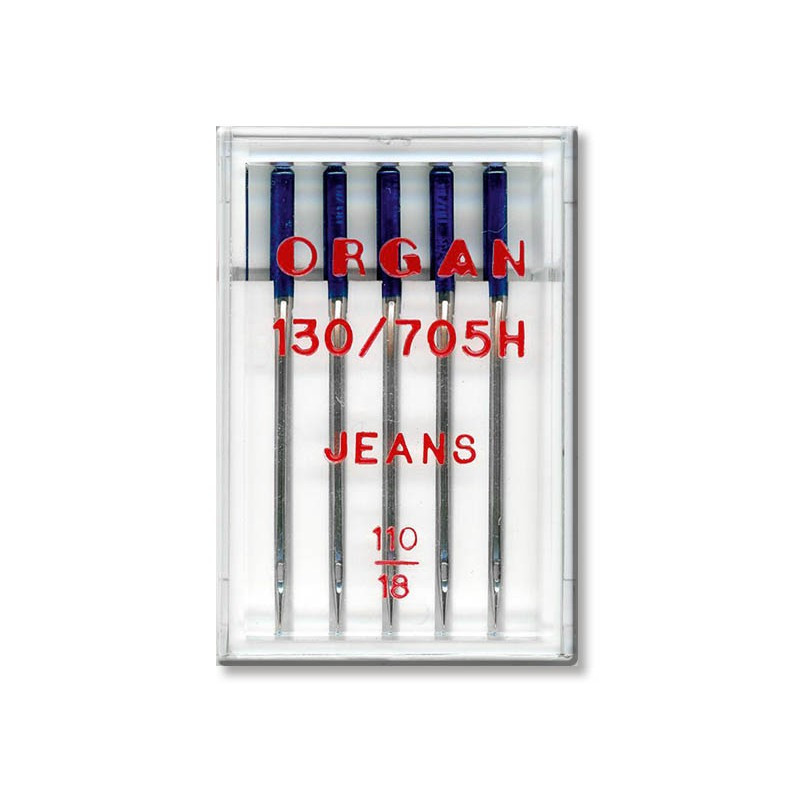 Голки швейні для джинсу ORGAN JEANS №110 пластиковий бокс 5 штук для побутових швейних машин (7047)