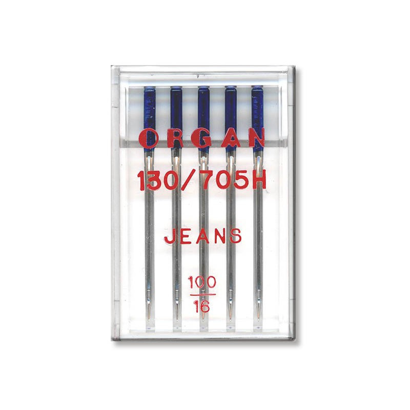 Голки швейні для джинсу ORGAN JEANS №100 пластиковий бокс 5 штук для побутових швейних машин (7039)