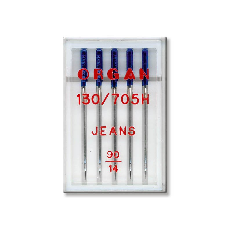 Голки швейні для джинсу ORGAN JEANS №90 пластиковий бокс 5 штук для побутових швейних машин  (7049)
