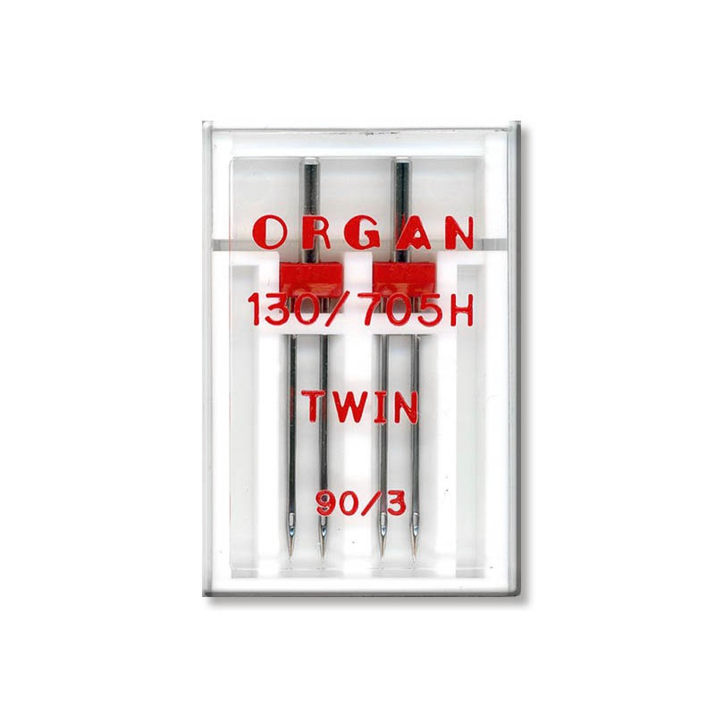 Голки швейні подвійні універсальні ORGAN TWIN №90/3 пластиковий бокс для побутових швейних машин (7037)