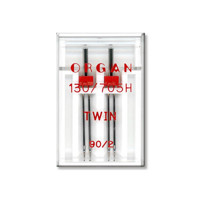 Голки швейні подвійні універсальні ORGAN TWIN №90/2 пластиковий бокс для побутових швейних машин  (7042)