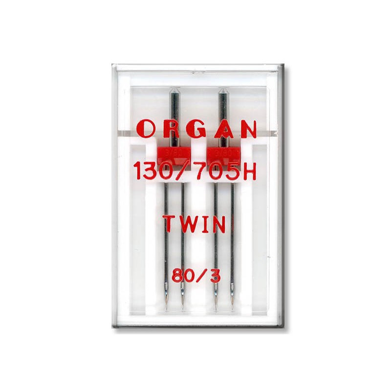Голки швейні подвійні універсальні ORGAN TWIN №80/3 пластиковий бокс для побутових швейних машин (7032)