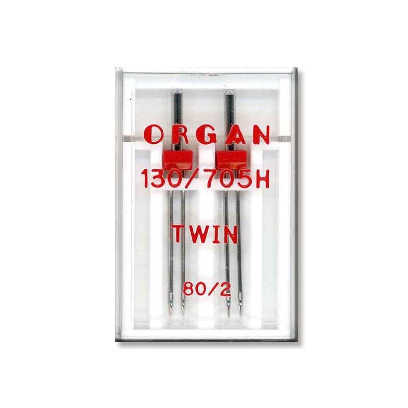 Голки швейні подвійні універсальні ORGAN TWIN №80/2 пластиковий бокс для побутових швейних машин  (7029)