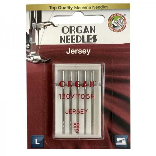 Голки швейні для вязаних та трикотажних тканин ORGAN Jersey №80 для побутових швейних машин упаковка 5 штук (7005)